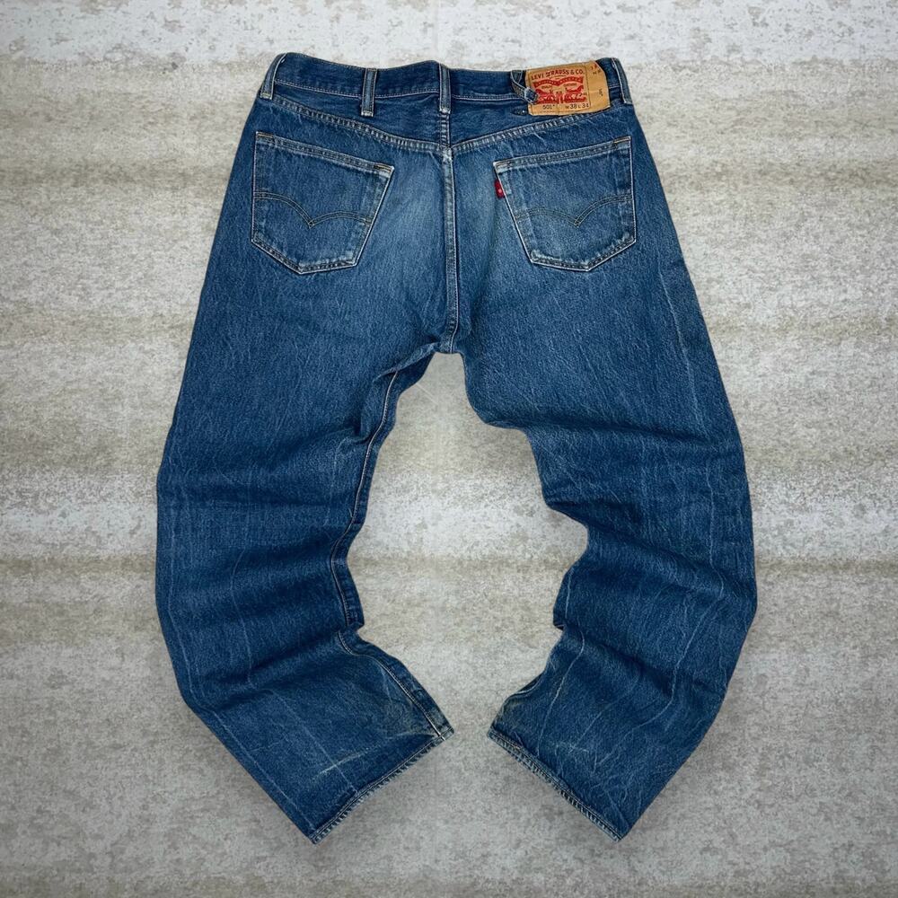 Vintage Y2K Levis Jeans 501 38x32 Regular Straight Dark Wash Denim Button Fly